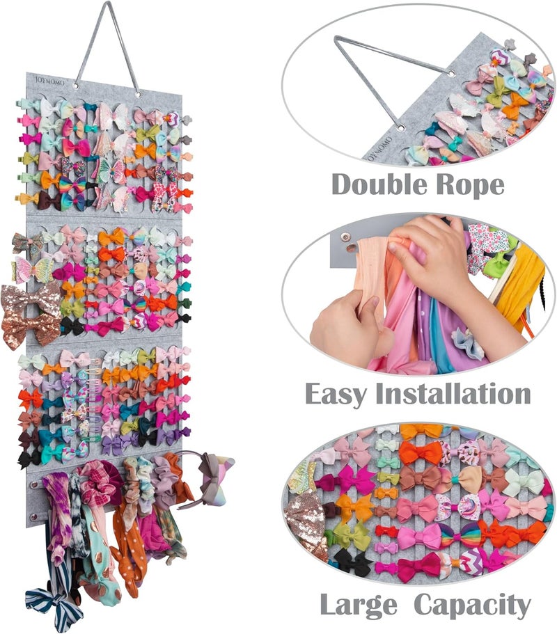 JOYMOMO Hair Bow Holder Organizer For Girls Hanging Bow Holder For Girls Hair Accessories Storage Organizer For Headbands, Hair Clips, Hair Ties, Scrunchies (Without Hair Bows) (gray) - Image 2